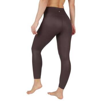 90 Degree By Reflex Womens High Waist High Shine Faux Leather Disco Ankle Leggings - Chocolate Torte...