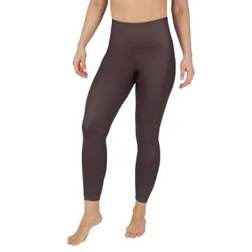 90 Degree By Reflex Womens High Waist High Shine Faux Leather Disco Ankle Leggings - Chocolate Torte - Medium