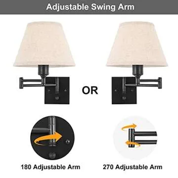 TRLIFE Dimmable Wall Sconce Set, Plug in Swing Arm