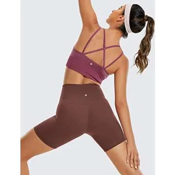 CRZ YOGA Women's Brushed Naked Feeling Biker Shorts 6'' - High Waist Matte Workout Gym Running Spandex Taupe Large