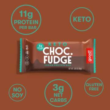 good! Snacks Keto Vegan Protein Bars, Chocolate Fudge, Gluten Free Keto Snack Bar, Low Carb, Low Sug...