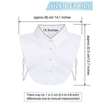 Syhood 4 Pcs Fake Collar Detachable False Dickey Collar Half Shirts Round for Women Outfits(Cotton,L...