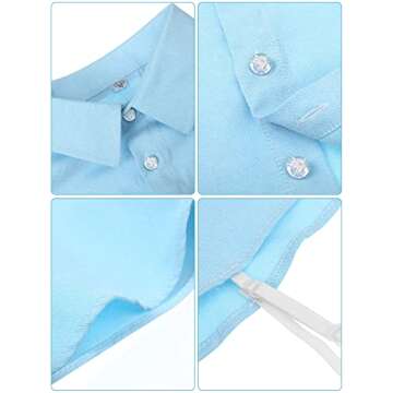 Syhood 4 Pcs Fake Collar Detachable False Dickey Collar Half Shirts Round for Women Outfits(Cotton,Light Blue, White Strip, White, Black,)