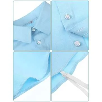 Syhood 4 Pcs Fake Collar Detachable False Dickey Collar Half Shirts Round for Women Outfits(Cotton,Light Blue, White Strip, White, Black,)