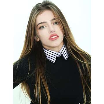 Syhood 4 Pcs Fake Collar Detachable False Dickey Collar Half Shirts Round for Women Outfits(Cotton,Light Blue, White Strip, White, Black,)