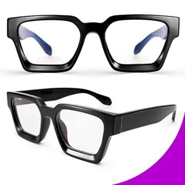 VISOONE Blue Light Blocking Glasses with TR90 Rectangle Frame and Chic Preppy Look for Women Men RIVER
