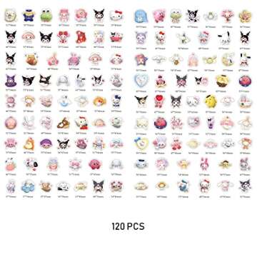 120 Pcs 3D Cute Anime Stickers,PVC Waterproof Sun-Proof Stickers for Phone,Laptop,Bottles,Skateboard...