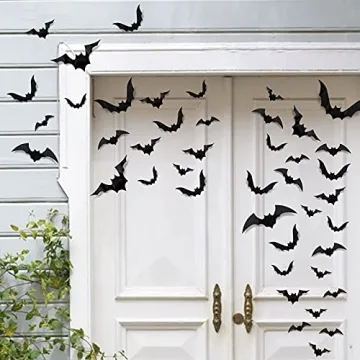 Spooky 88 Pcs PVC Halloween Bat Wall Decor