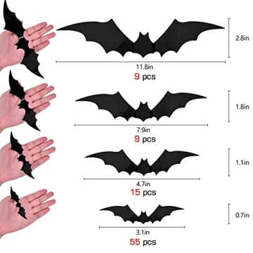 Spooky 88 Pcs PVC Halloween Bat Wall Decor