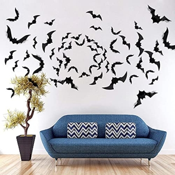 Spooky 88 Pcs PVC Halloween Bat Wall Decor
