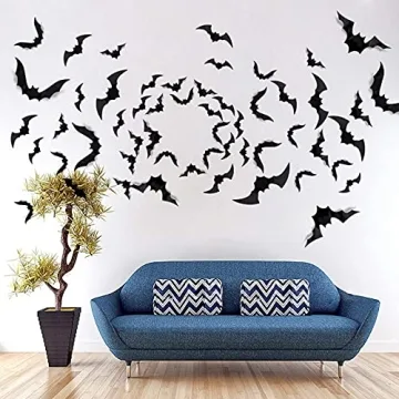 Spooky 88 Pcs PVC Halloween Bat Wall Decor