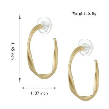 Mitya 14K Plated Gold Sterling Silver Hypoallergenic Mobius Strip Hoop Earrings For Women Girls Post Lightweight Hoops Jewelry For Gifts