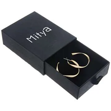 Mitya 14K Plated Gold Sterling Silver Hypoallergenic Mobius Strip Hoop Earrings For Women Girls Post Lightweight Hoops Jewelry For Gifts