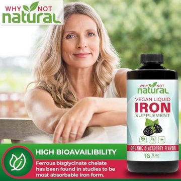 Natural Liquid Iron Supplement for Women, Men, Kids