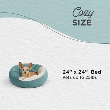 Best Friends by Sheri Cozy Cuddler Ilan Covered Cat and Dog Bed with Attached Blanket, Tide Pool Blue, 24"x24"