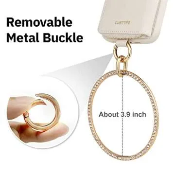 CUSTYPE iPhone 13 Pro Max Case (6.7 inch) with Wrist, Wallet Case for Women, RFID Blocking, Camera Protection, Diamond Ring, TPU & Leather, Card Holder Bracelet