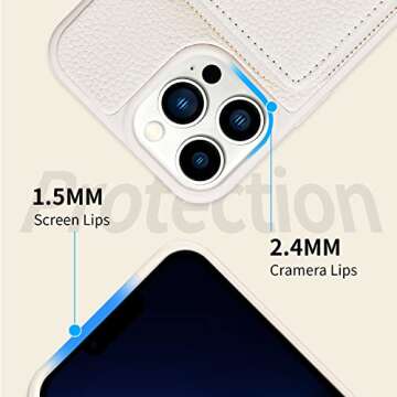 CUSTYPE iPhone 13 Pro Max Case (6.7 inch) with Wrist, Wallet Case for Women, RFID Blocking, Camera Protection, Diamond Ring, TPU & Leather, Card Holder Bracelet