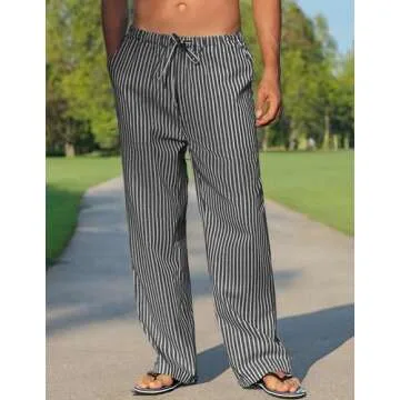 COOFANDY Men Casual Linen Pants Breathable Lightweight Style