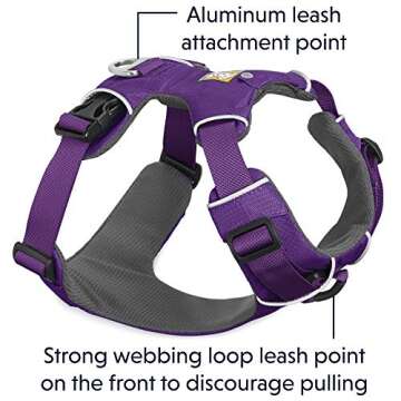 RUFFWEAR - Front Range, Everyday No Pull Dog Harness with Front Clip, Trail Running, Walking, Hiking, All-Day Wear, Tillandsia Purple (2017), Medium