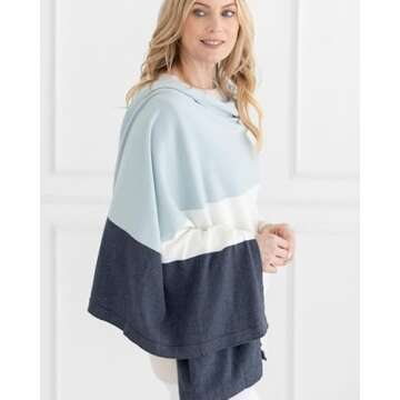 zestt Dreamsoft Travel Scarf, Wrap and Shawl, Organic Cotton, Sky Blue Colorblock