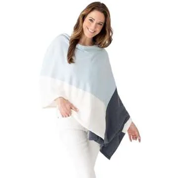 zestt Dreamsoft Travel Scarf, Wrap and Shawl, Organic Cotton, Sky Blue Colorblock