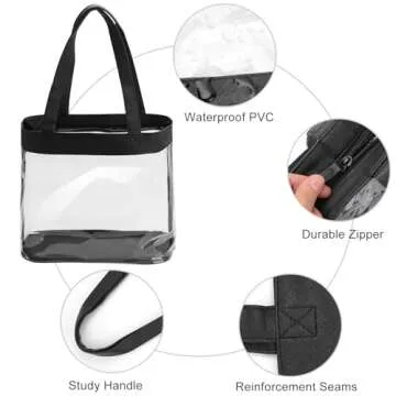 SeBUCUOO Clear Tote Bag - Stadium Approved 12x6x12