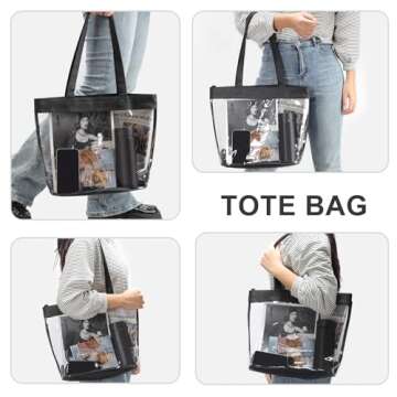 SeBUCUOO Clear Tote Bag - Stadium Approved 12x6x12