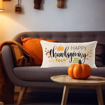 MFGNEH Thanksgiving Pillow Cover 12x20 Inch for Home