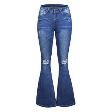 Galmint Women's Wide Leg Bootcut Bell Bottom Palazzo Cowboy Flared Denim Pants Jeans