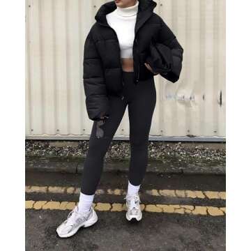 URMOSS Women's Cropped Puffer Jacket - Stylish Winter Essential