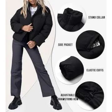 URMOSS Women's Cropped Puffer Jacket - Stylish Winter Essential