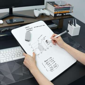 Aroundesk Double Sided Weekly Dry Erase Board with Stand 16"x12", to-do List White Board Calendar Dry Erase, Desktop Whiteboard Calendar, Schedule Board, Message Board, Menu Board for Home Office