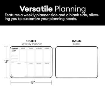 Aroundesk Double Sided Weekly Dry Erase Board with Stand 16"x12", to-do List White Board Calendar Dry Erase, Desktop Whiteboard Calendar, Schedule Board, Message Board, Menu Board for Home Office