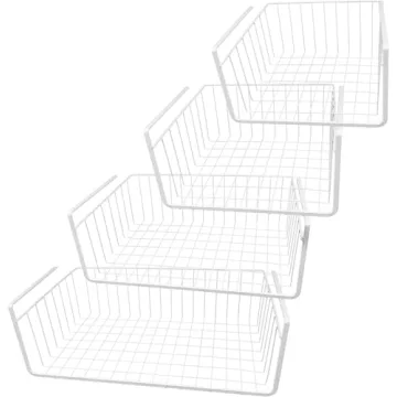 Southern Homewares White Wire Under Shelf Storage Basket Set – 4-Piece Solutions