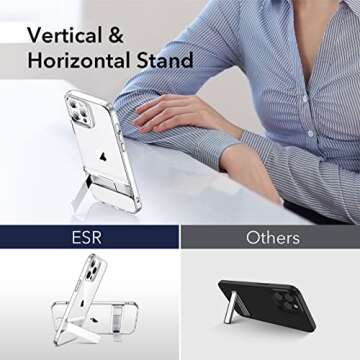 ESR Metal Kickstand Compatible with iPhone 12 Case/iPhone 12 Pro Case [Patented Design] [Two-Way Stand] [Reinforced Drop Protection] Flexible TPU Soft Back for 2020 6.1-Inch – Clear