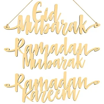 Queekay Ramadan Mubarak Wooden Sign Set - 12 Pieces Eid Decor
