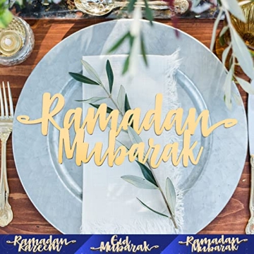 Queekay 12 Pieces Ramadan Mubarak Wooden Ornaments