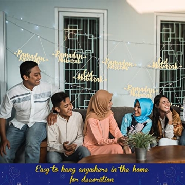 Queekay 12 Pieces Ramadan Mubarak Wooden Ornaments