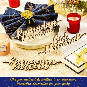 Queekay 12 Pieces Ramadan Mubarak Wooden Ornaments