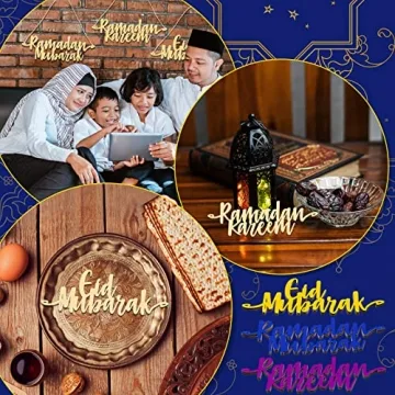 Queekay 12 Pieces Ramadan Mubarak Wooden Ornaments