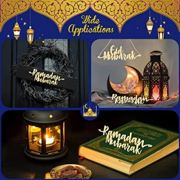 Queekay 12 Pieces Ramadan Mubarak Wooden Ornaments