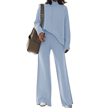 TOLENY Women’s Cozy 2-piece Knit Pullover & Wide-Leg Pants Set