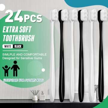 24 PCS Ultra Soft Nano Toothbrush Set - Gentle Care for Sensitive Teeth with 20000 Bristles