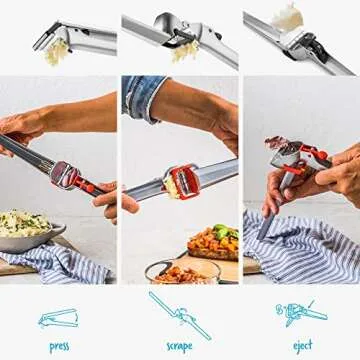 Dreamfarm Garject 2-In-1 Garlic Peeler, Garlic Press & Mincer with Garlic Peel Ejector, Chrome-Plate...