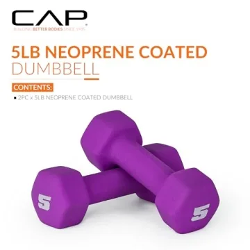CAP Barbell Neoprene Dumbbells - 5 lb Pair Perfect for Workouts