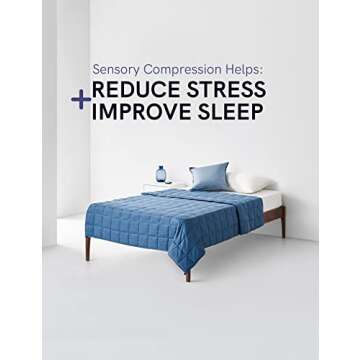 YnM Weighted Blanket,Heavy 100% Oeko-Tex Certified Cotton Material with Premium Glass Beads (Monaco Blue,48''x72'' 15lbs), Suit for One Person(~140lb) Use on Twin/Full Bed