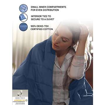 YnM Weighted Blanket,Heavy 100% Oeko-Tex Certified Cotton Material with Premium Glass Beads (Monaco Blue,48''x72'' 15lbs), Suit for One Person(~140lb) Use on Twin/Full Bed