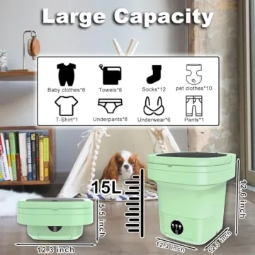 Portable 15L Mini Washing Machine for Travel & Home