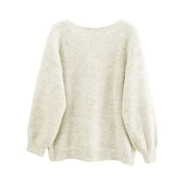 Lumister Cute Oversized Cardigan Sweaters for Women Y2K Long Sleeve V Neck Bow Tie Front Cadigan Knitwears Bow Tops (0737-Beige-S)