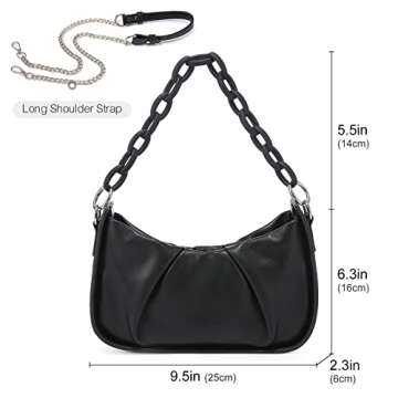 LOVEVOOK Shoulder Bags for Women, Cute Hobo Tote Handbag Mini Clutch Purse Shoulder Bags with Zipper Closure,Black…